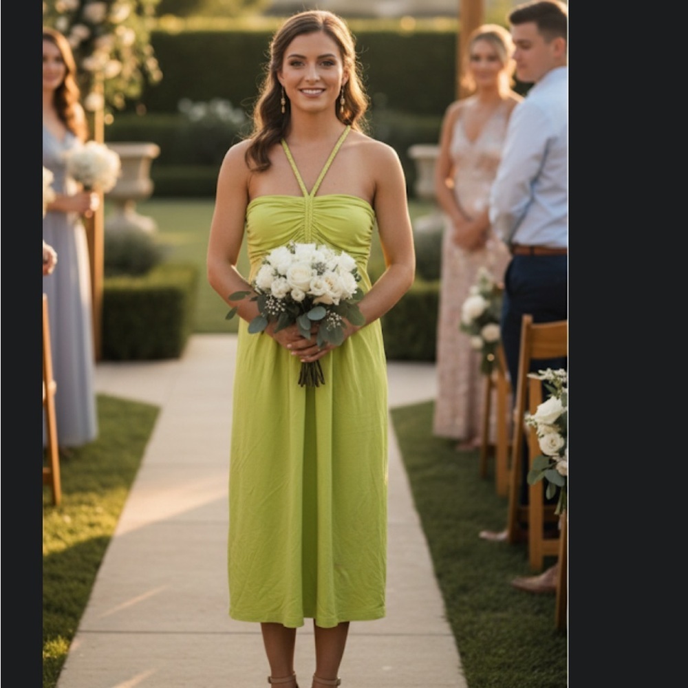 TART Collections TL1599 Braided Halter Dress in Chartreuse - Size XS